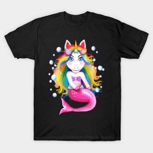 Unicorn Mermaid Rainbow Girls Mermicorn Cute Gift- T-Shirt